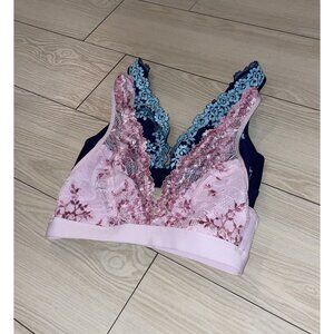 Lot 2 Wacoal 852191 Embrace Lace Wire Free Bras Bralette Unpadded Womens 34